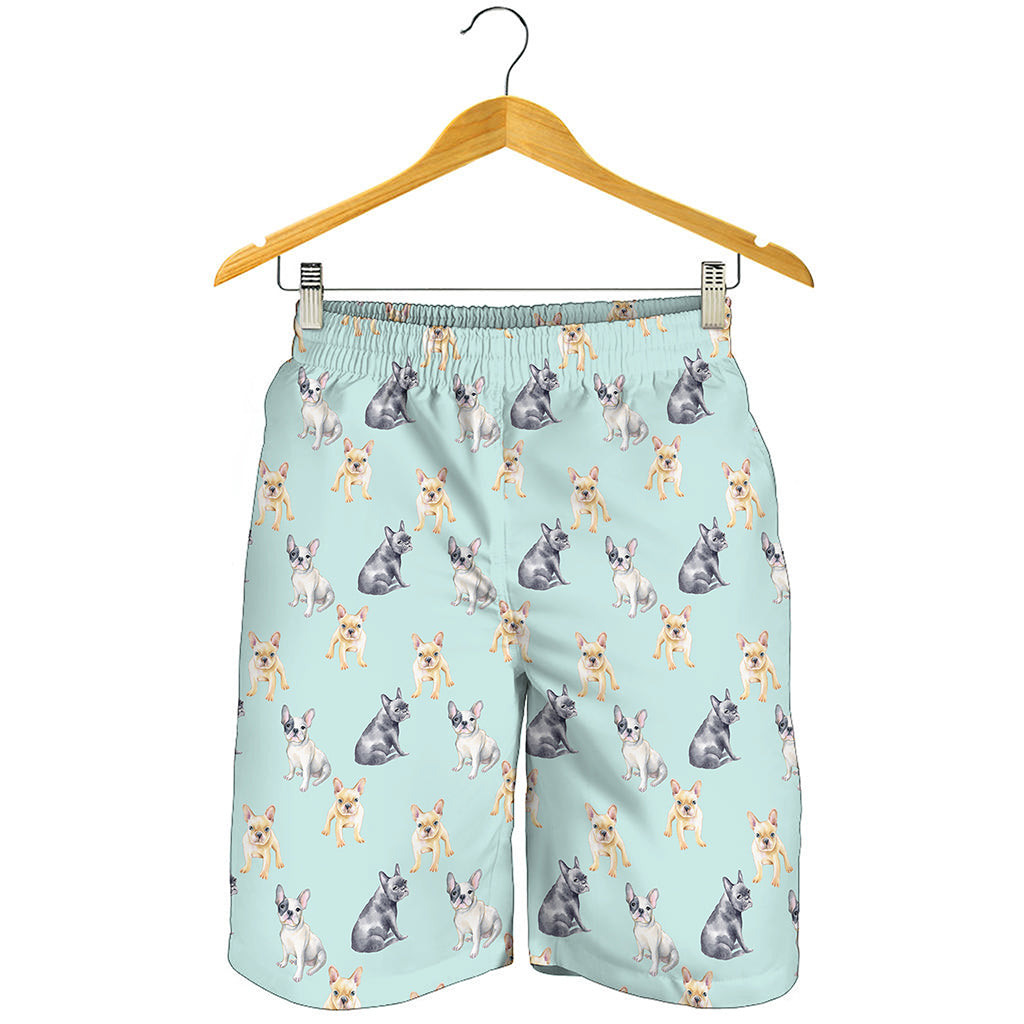 Watercolor French Bulldog Pattern Print Men's Shorts