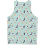 Watercolor French Bulldog Pattern Print Men's Tank Top