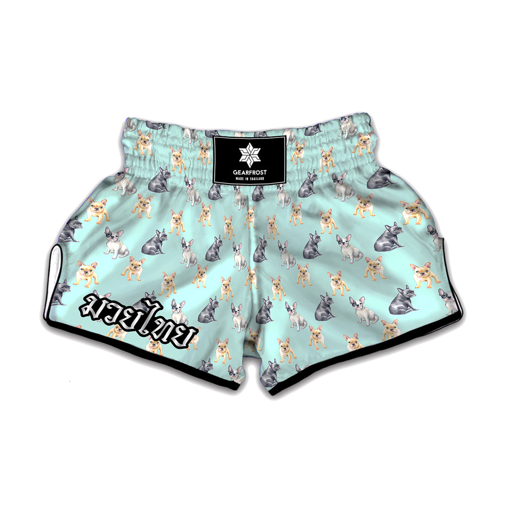 Watercolor French Bulldog Pattern Print Muay Thai Boxing Shorts