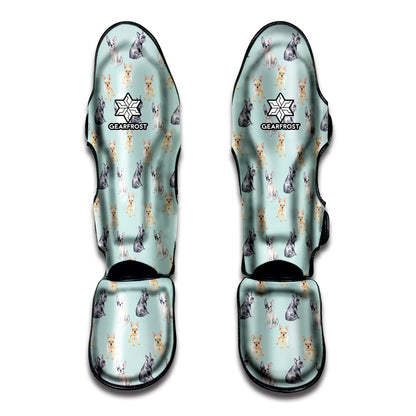 Watercolor French Bulldog Pattern Print Muay Thai Shin Guard