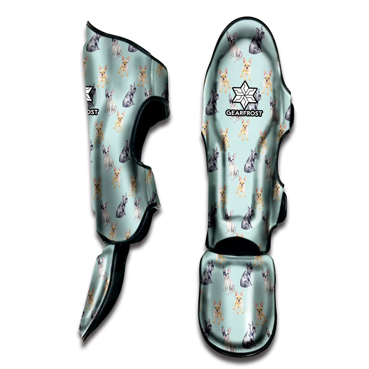 Watercolor French Bulldog Pattern Print Muay Thai Shin Guard