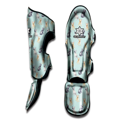 Watercolor French Bulldog Pattern Print Muay Thai Shin Guard