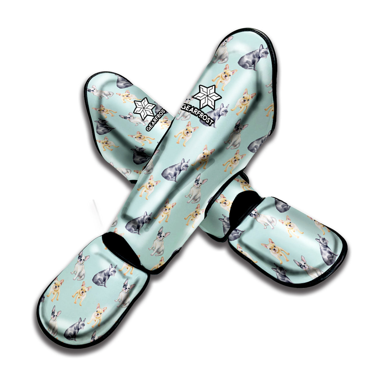Watercolor French Bulldog Pattern Print Muay Thai Shin Guard