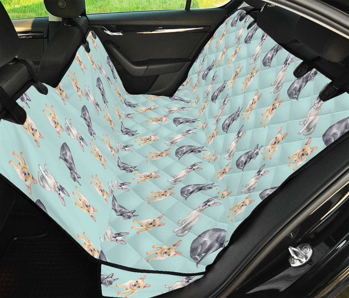 Watercolor French Bulldog Pattern Print Pet Car Back Seat Cover