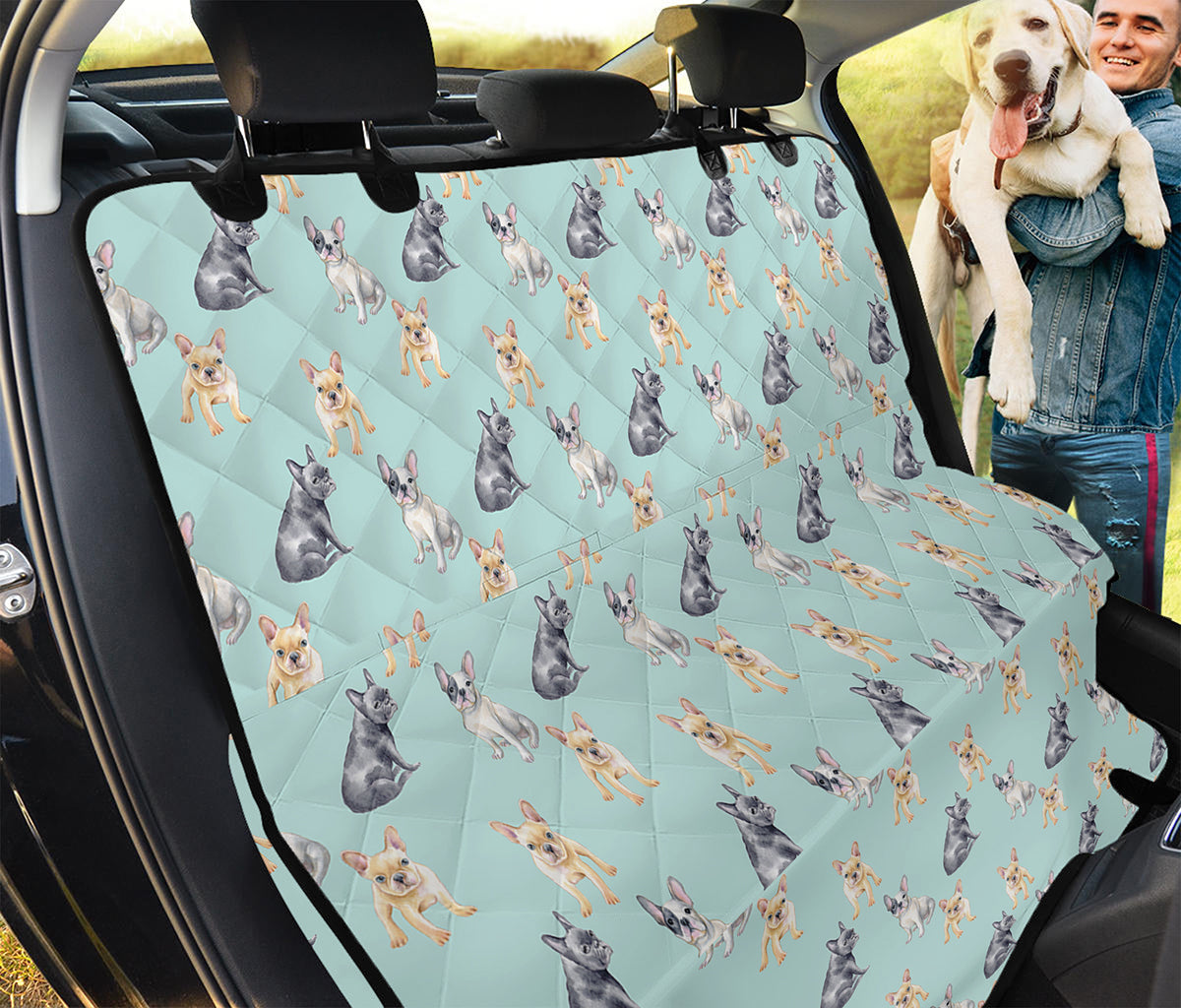 Watercolor French Bulldog Pattern Print Pet Car Back Seat Cover