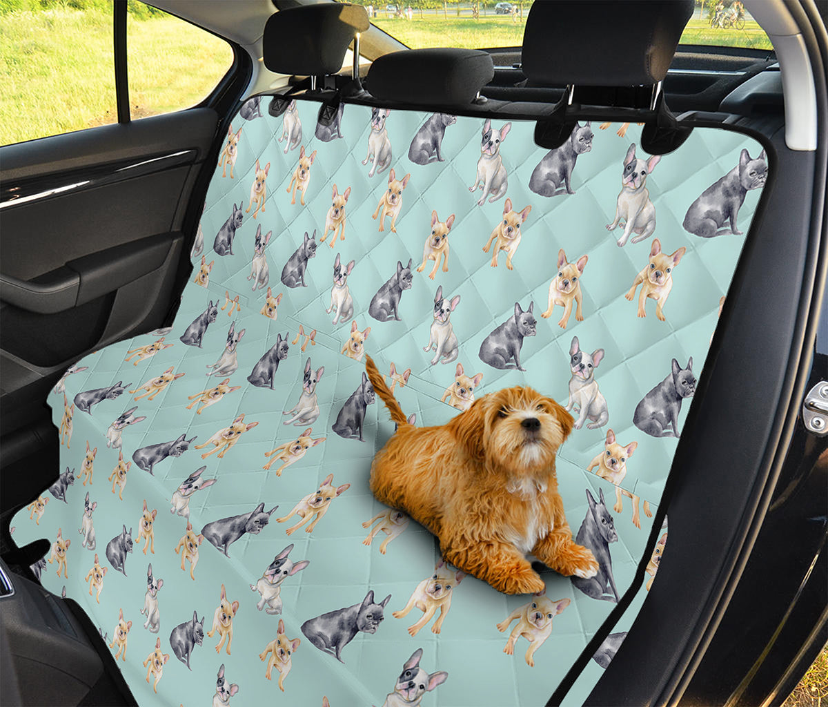 Watercolor French Bulldog Pattern Print Pet Car Back Seat Cover