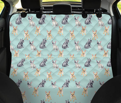 Watercolor French Bulldog Pattern Print Pet Car Back Seat Cover