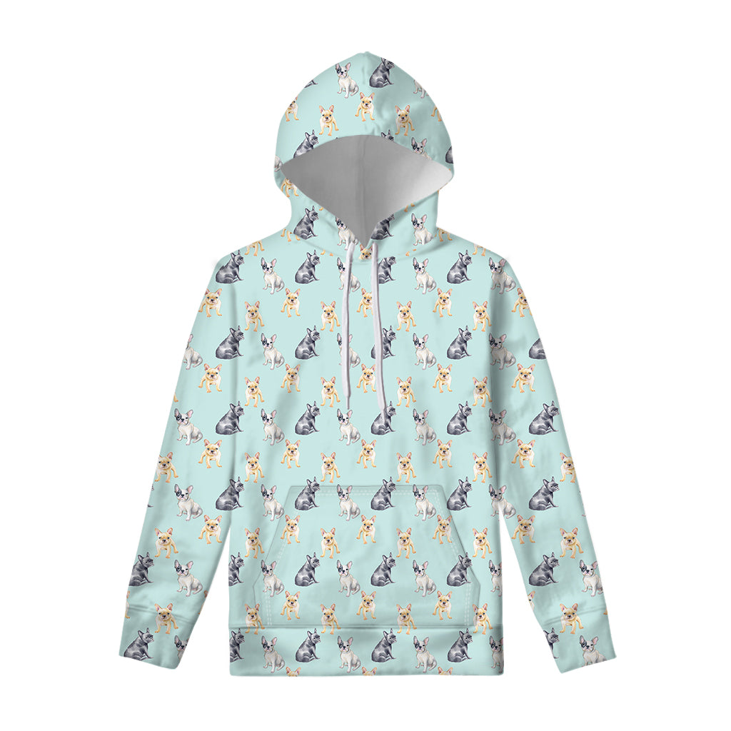 Watercolor French Bulldog Pattern Print Pullover Hoodie