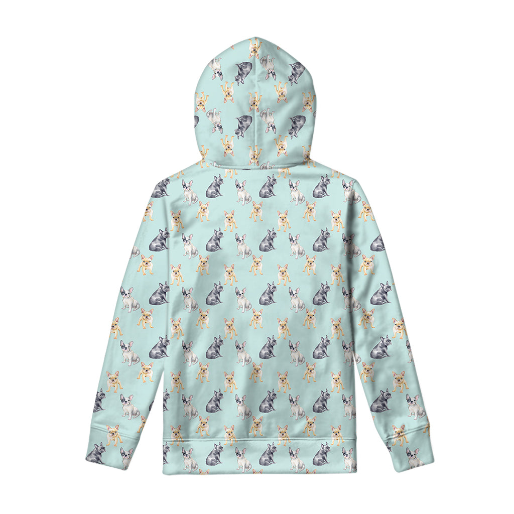 Watercolor French Bulldog Pattern Print Pullover Hoodie