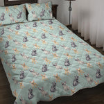 Watercolor French Bulldog Pattern Print Quilt Bed Set