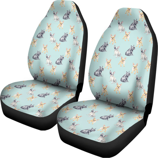 Watercolor French Bulldog Pattern Print Universal Fit Car Seat Covers