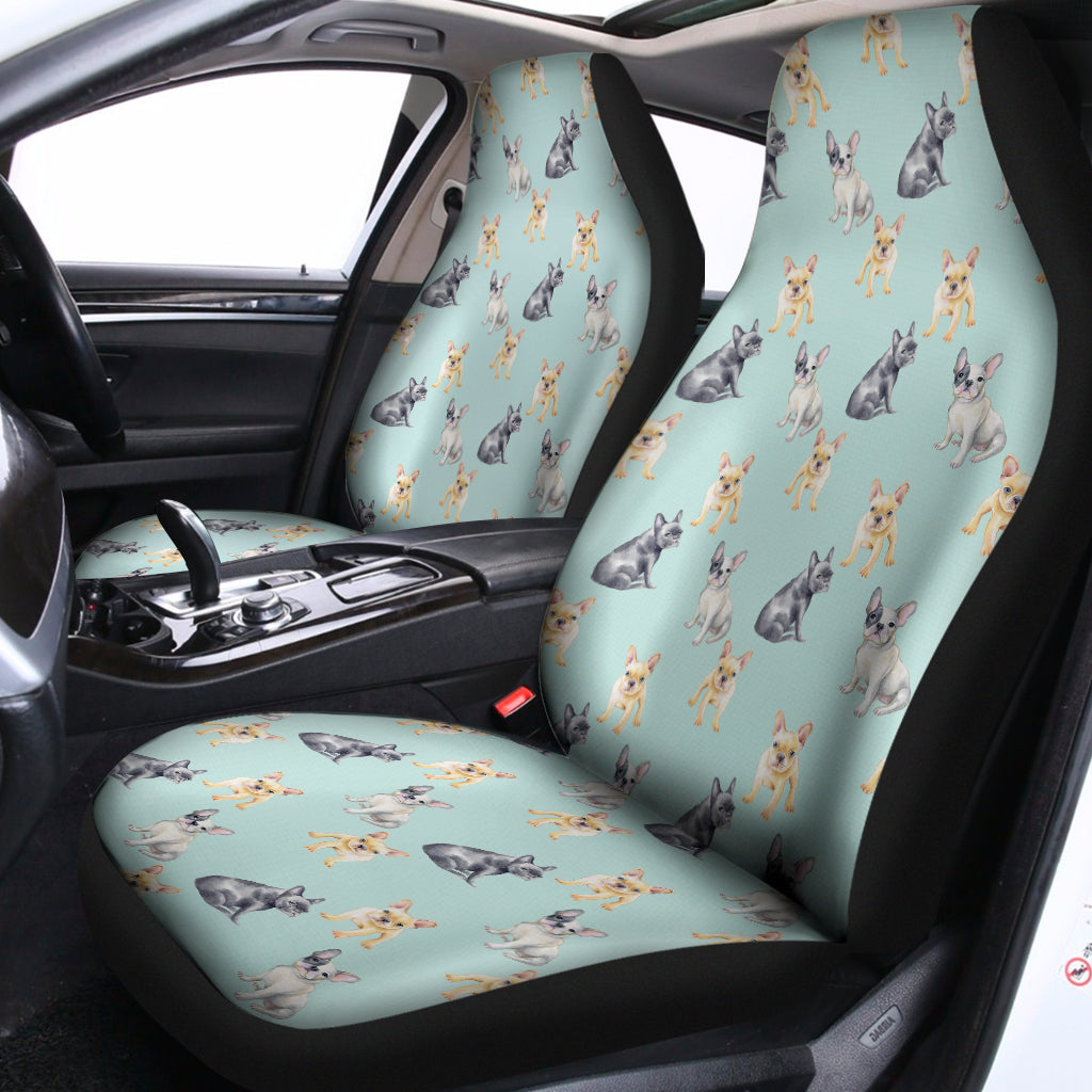 Watercolor French Bulldog Pattern Print Universal Fit Car Seat Covers