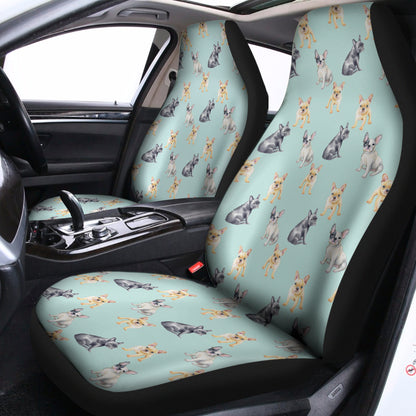 Watercolor French Bulldog Pattern Print Universal Fit Car Seat Covers
