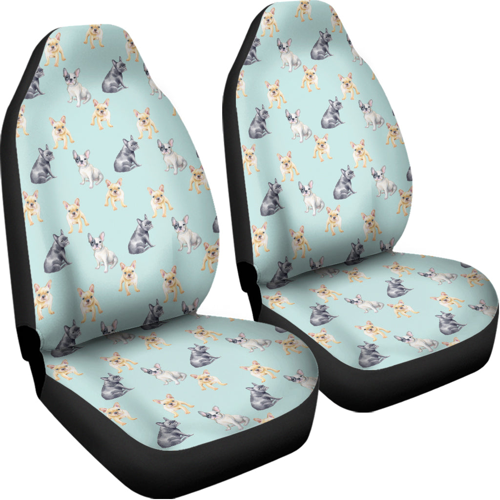 Watercolor French Bulldog Pattern Print Universal Fit Car Seat Covers