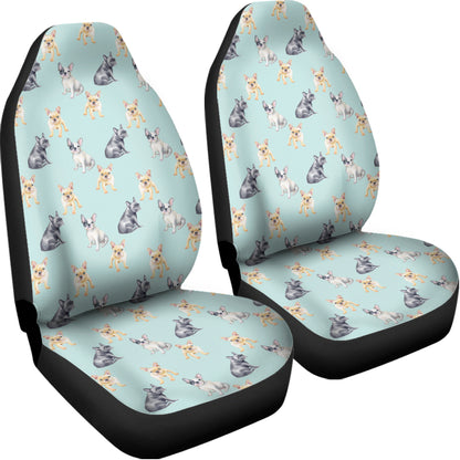 Watercolor French Bulldog Pattern Print Universal Fit Car Seat Covers