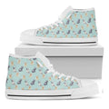 Watercolor French Bulldog Pattern Print White High Top Sneakers