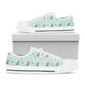 Watercolor French Bulldog Pattern Print White Low Top Sneakers