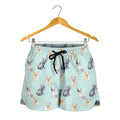 Watercolor French Bulldog Pattern Print Women's Shorts