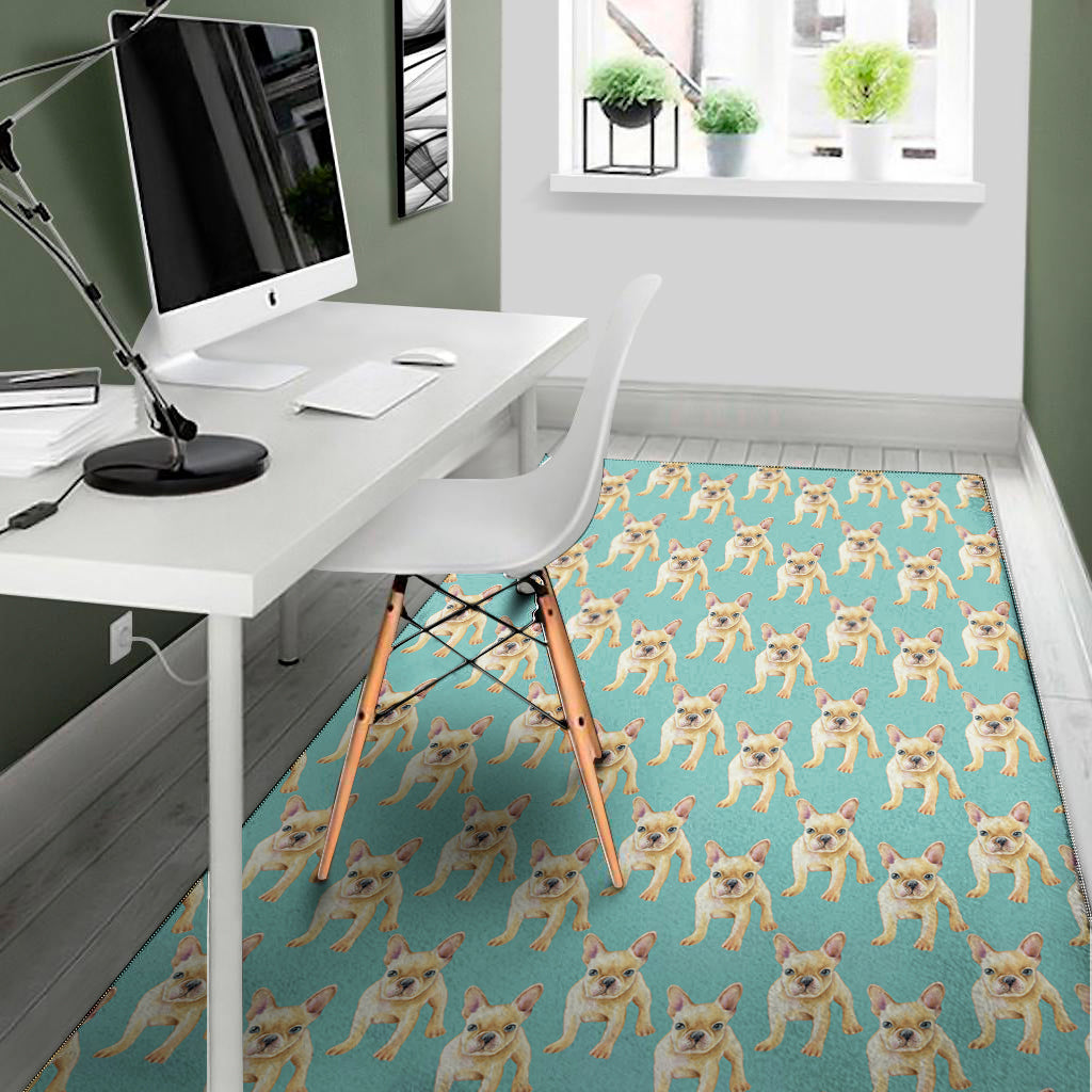 Watercolor French Bulldog Puppy Print Area Rug