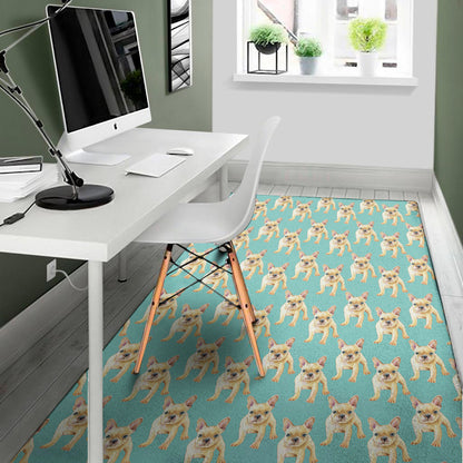Watercolor French Bulldog Puppy Print Area Rug