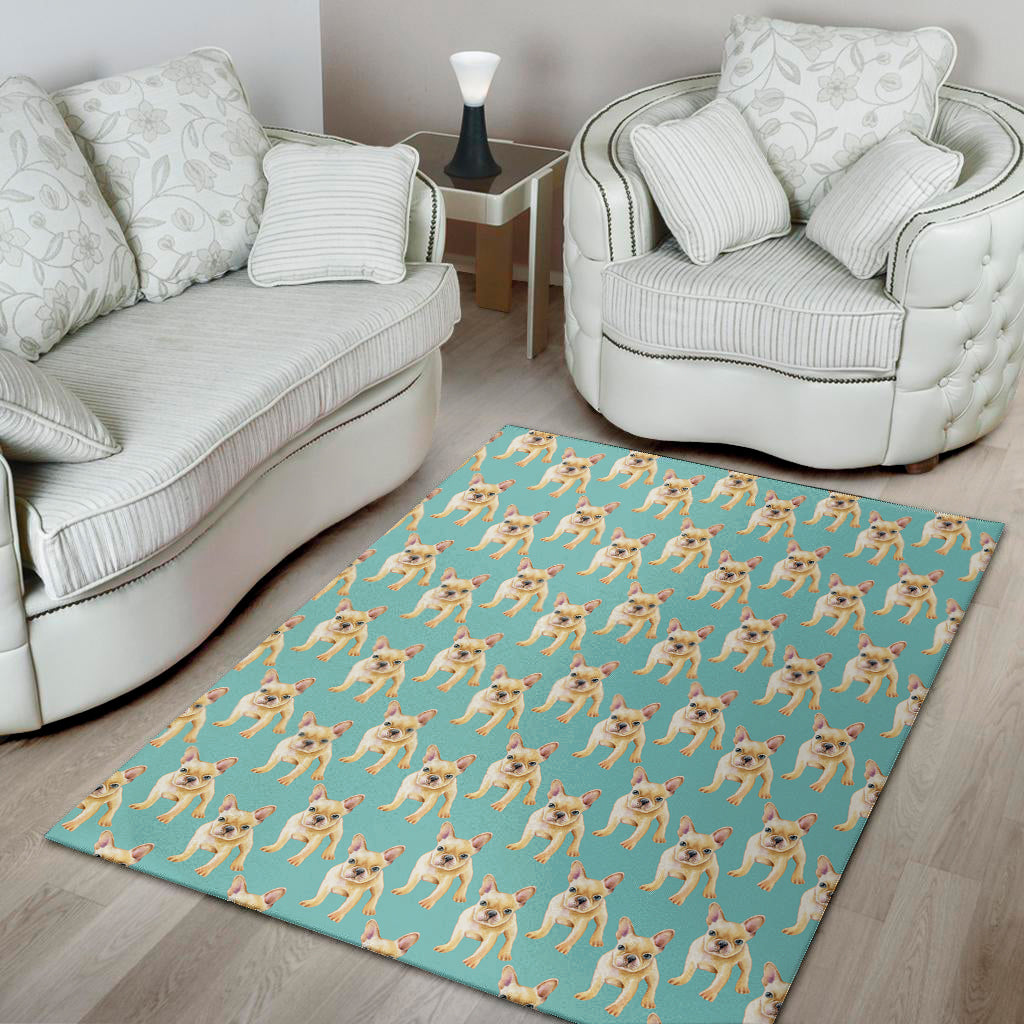 Watercolor French Bulldog Puppy Print Area Rug