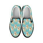 Watercolor French Bulldog Puppy Print Black Slip On Shoes