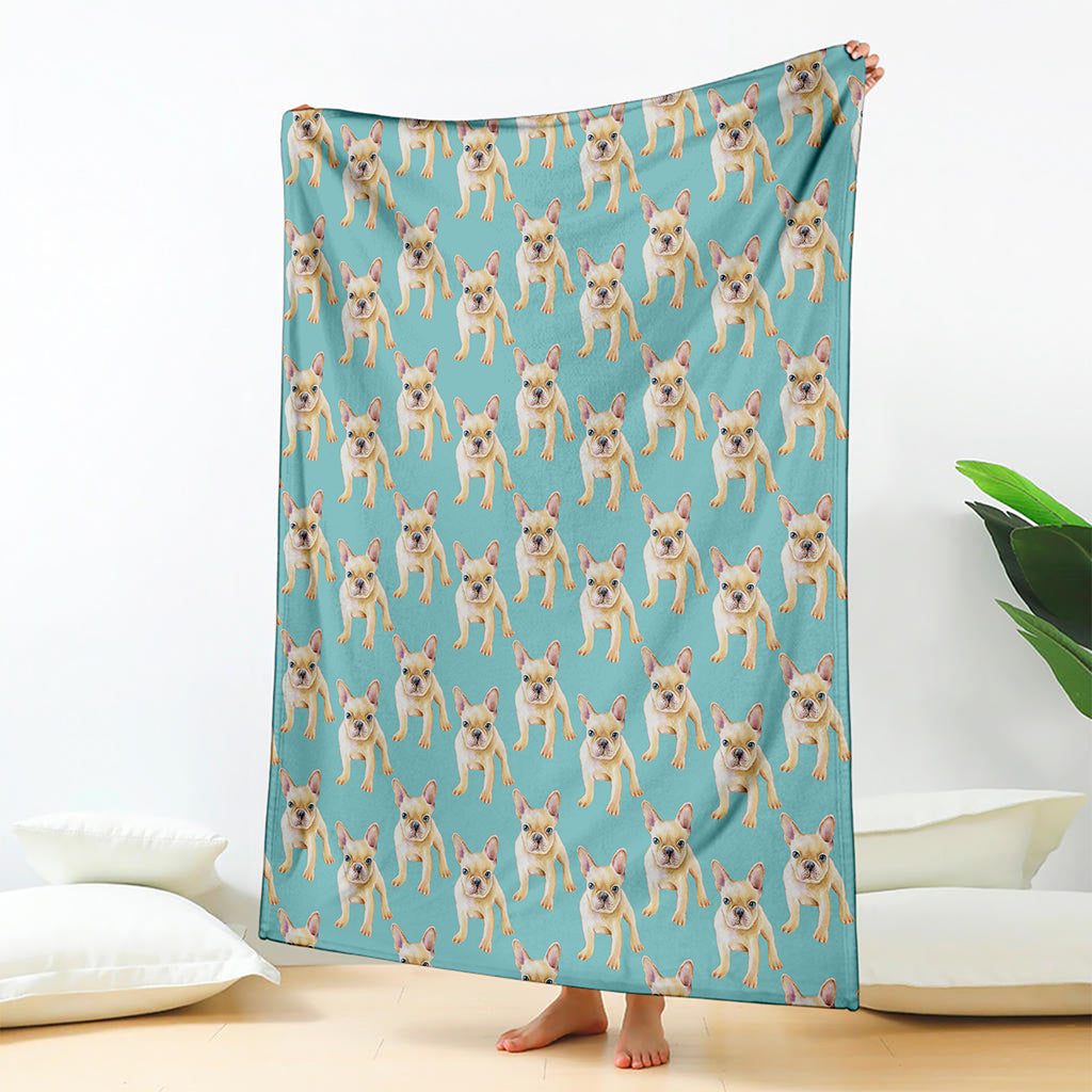 Watercolor French Bulldog Puppy Print Blanket