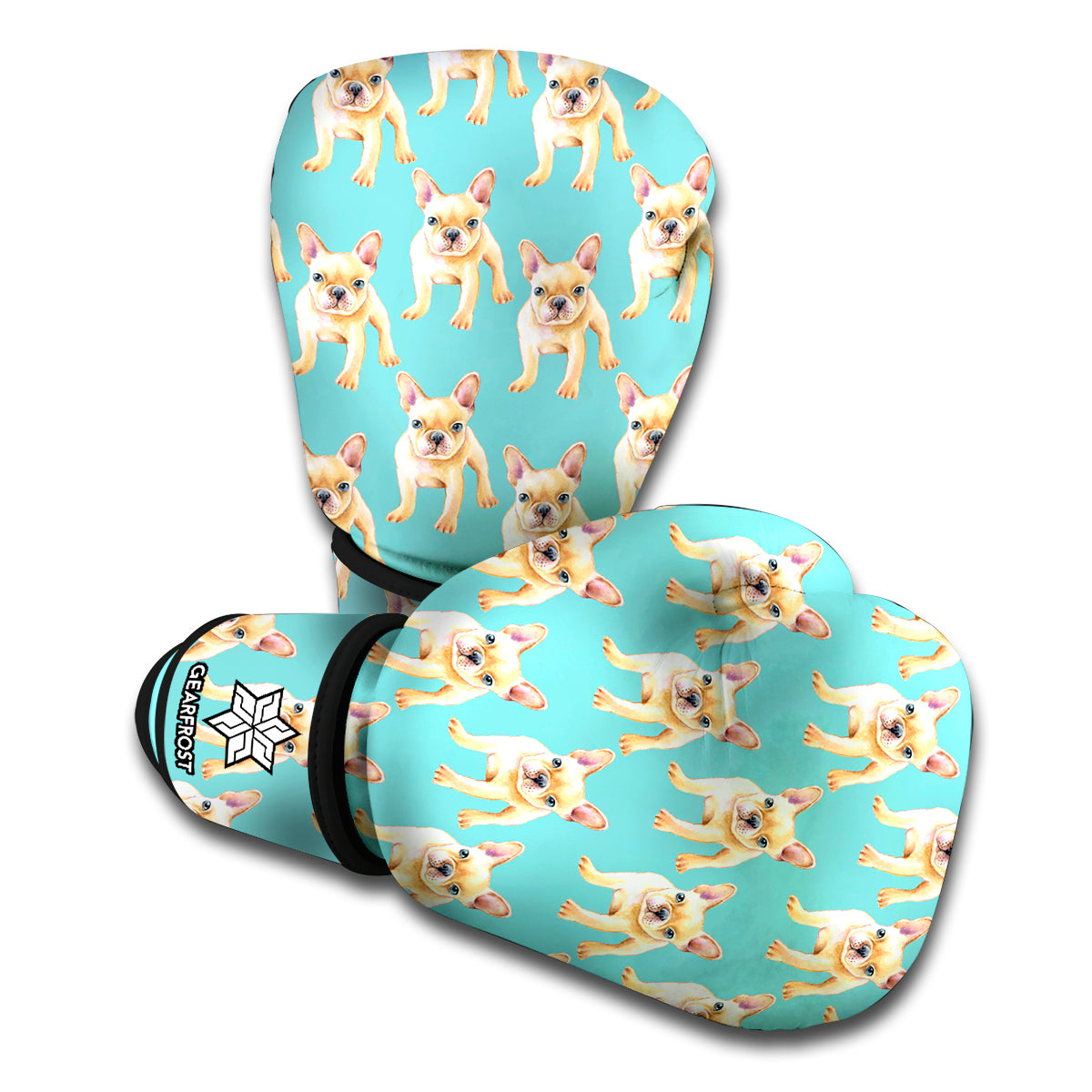 Watercolor French Bulldog Puppy Print Boxing Gloves