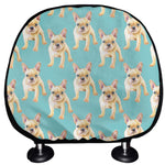 Watercolor French Bulldog Puppy Print Car Headrest Covers