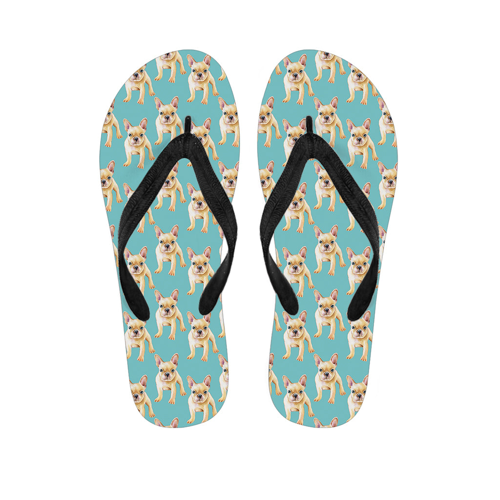 Watercolor French Bulldog Puppy Print Flip Flops