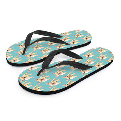 Watercolor French Bulldog Puppy Print Flip Flops