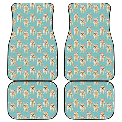 Watercolor French Bulldog Puppy Print Front and Back Car Floor Mats