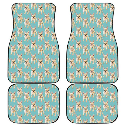 Watercolor French Bulldog Puppy Print Front and Back Car Floor Mats