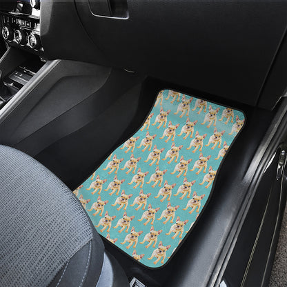 Watercolor French Bulldog Puppy Print Front and Back Car Floor Mats