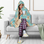 Watercolor French Bulldog Puppy Print Hooded Blanket