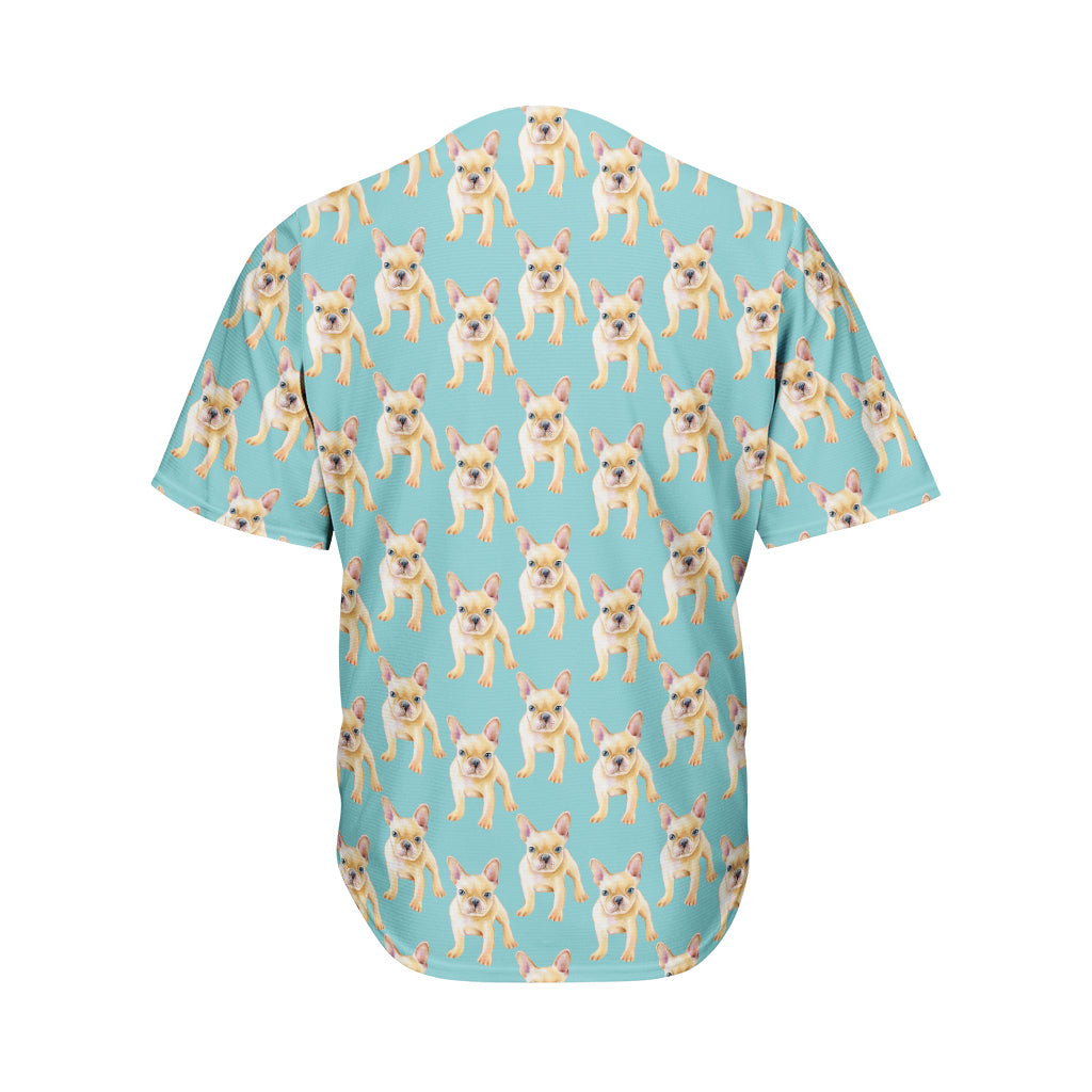 Watercolor French Bulldog Puppy Print Men's Baseball Jersey