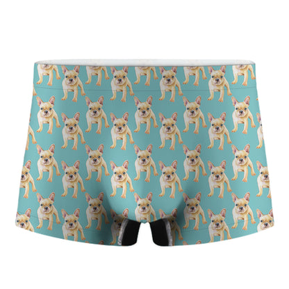 Watercolor French Bulldog Puppy Print Men's Boxer Briefs