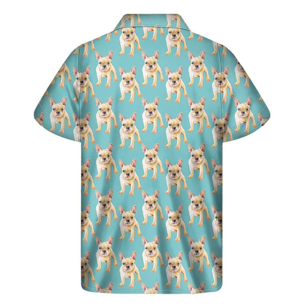 Watercolor French Bulldog Puppy Print Men's Short Sleeve Shirt