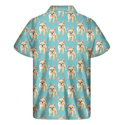 Watercolor French Bulldog Puppy Print Men's Short Sleeve Shirt