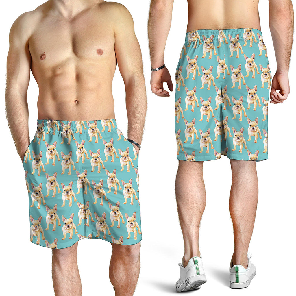 Watercolor French Bulldog Puppy Print Men's Shorts