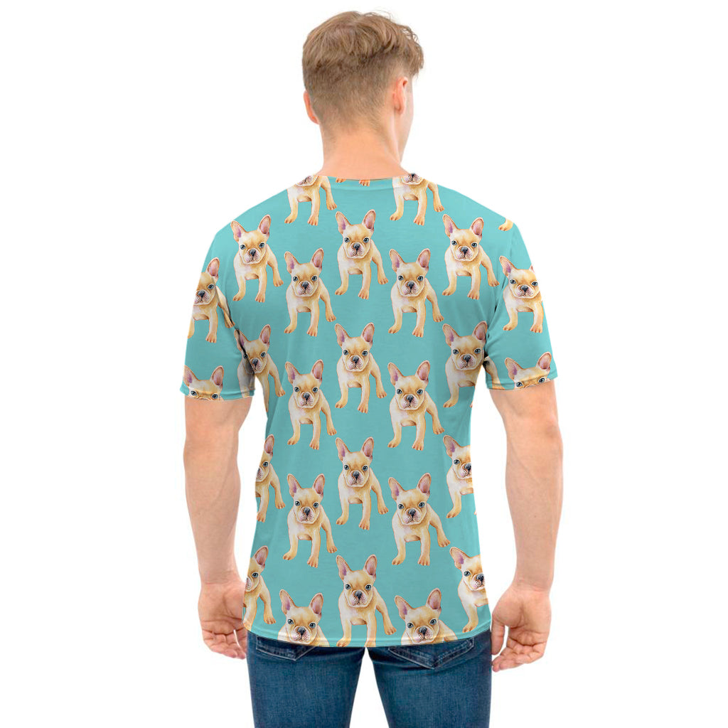 Watercolor French Bulldog Puppy Print Men's T-Shirt