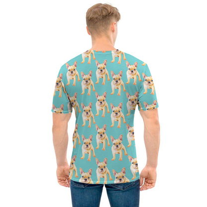 Watercolor French Bulldog Puppy Print Men's T-Shirt
