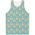 Watercolor French Bulldog Puppy Print Men's Tank Top