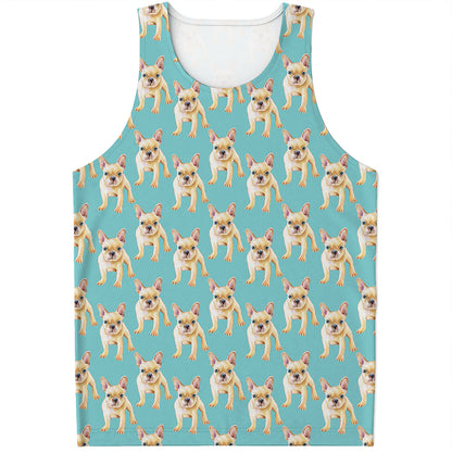 Watercolor French Bulldog Puppy Print Men's Tank Top