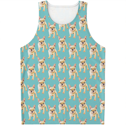 Watercolor French Bulldog Puppy Print Men's Tank Top