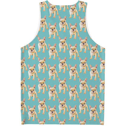 Watercolor French Bulldog Puppy Print Men's Tank Top