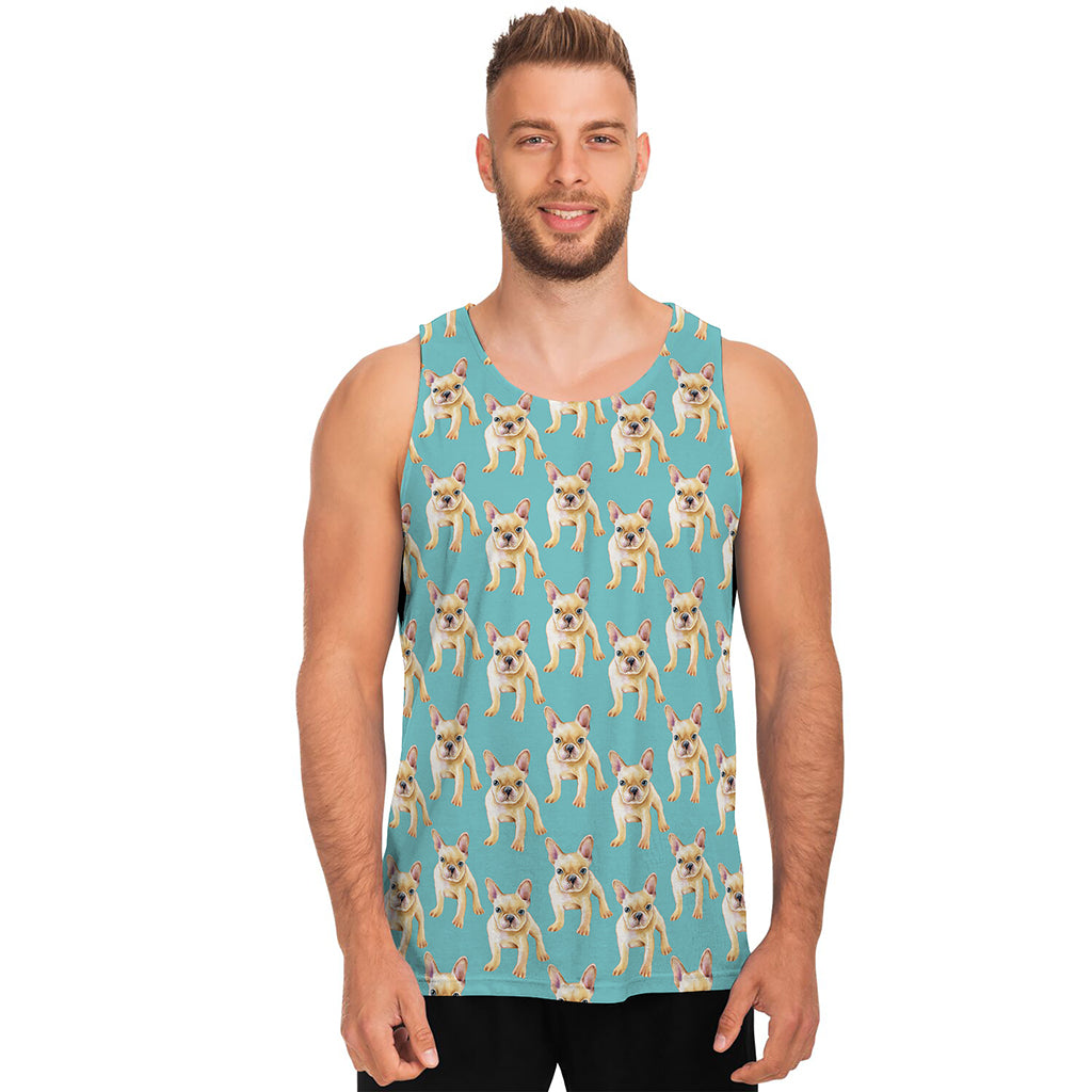 Watercolor French Bulldog Puppy Print Men's Tank Top