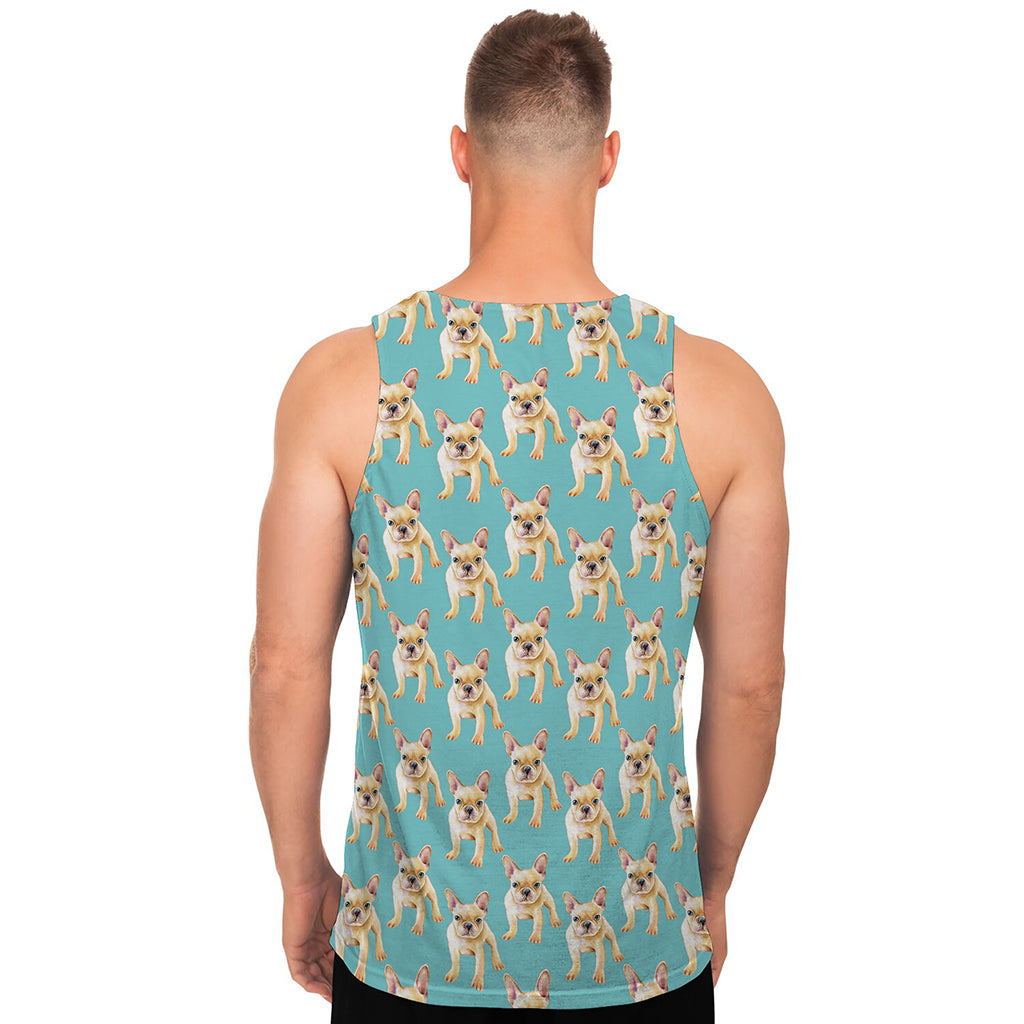 Watercolor French Bulldog Puppy Print Men's Tank Top