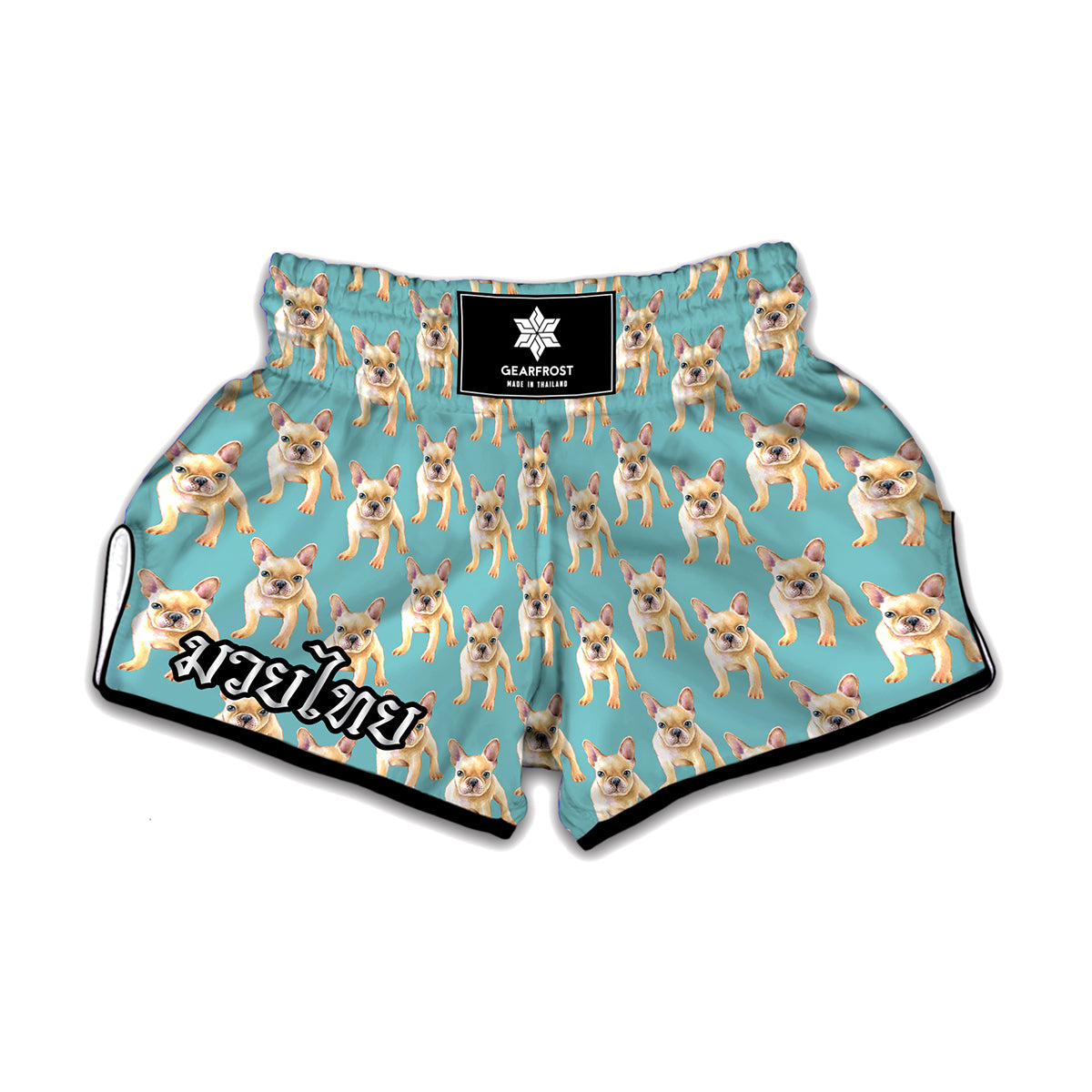 Watercolor French Bulldog Puppy Print Muay Thai Boxing Shorts