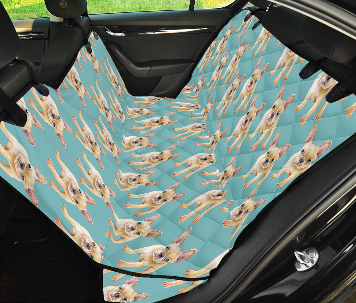 Watercolor French Bulldog Puppy Print Pet Car Back Seat Cover